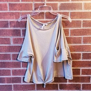 Others Follow Cold Shoulder Ruffled Blouse
